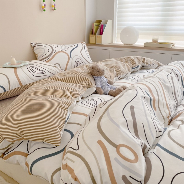 91家纺网 家纺一手货源 找家纺 金丝鸟家纺 2022新款全棉四件套 琥珀