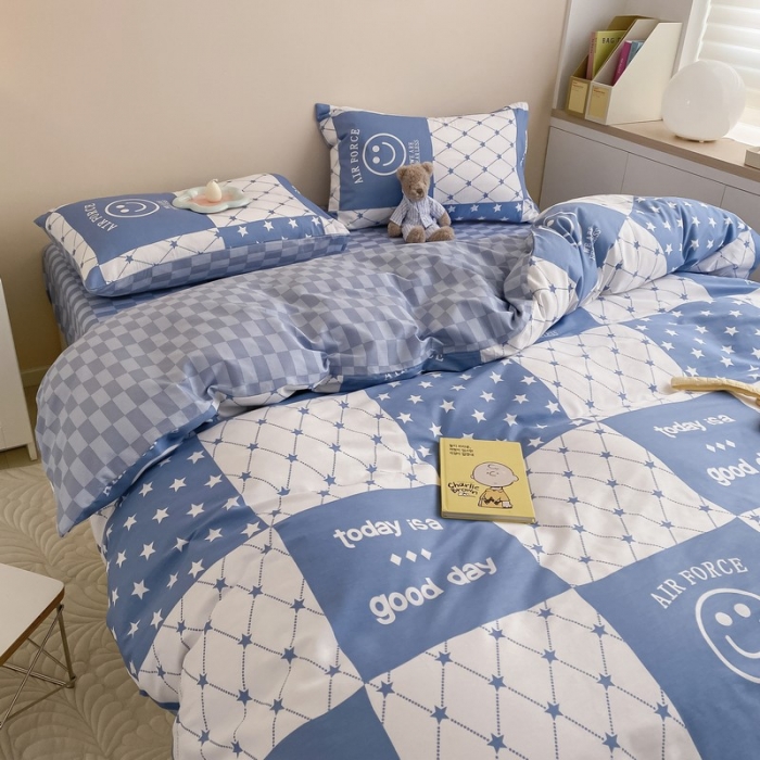 91家纺网 家纺一手货源 找家纺 金丝鸟家纺 2022新款全棉四件套 空气笑脸