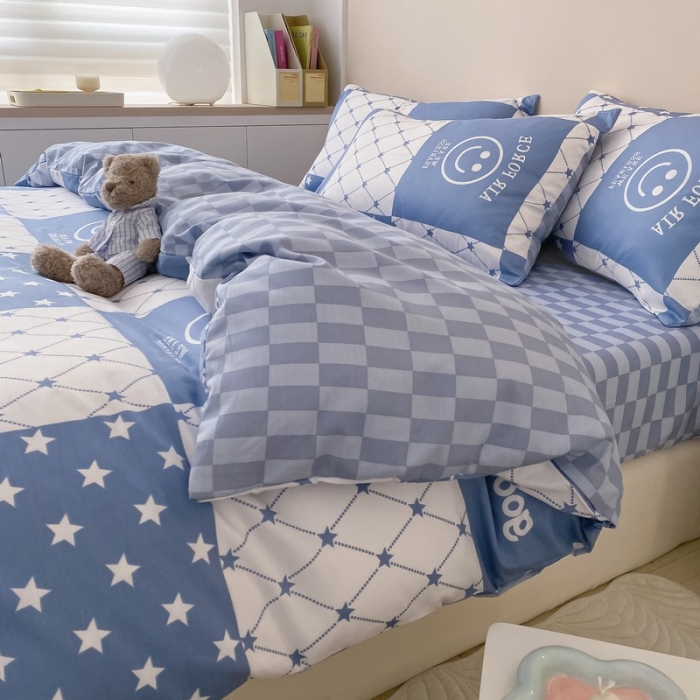 91家纺网 家纺一手货源 找家纺 金丝鸟家纺 2022新款全棉四件套 空气笑脸