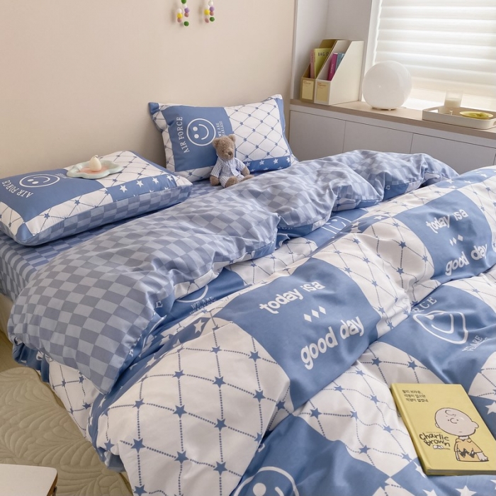 91家纺网 家纺一手货源 找家纺 金丝鸟家纺 2022新款全棉四件套 空气笑脸