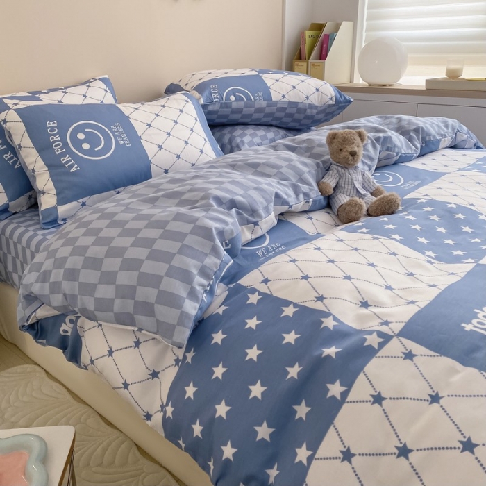 91家纺网 家纺一手货源 找家纺 金丝鸟家纺 2022新款全棉四件套 空气笑脸