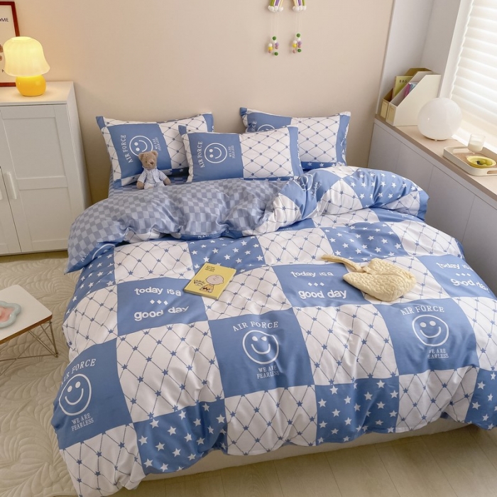 91家纺网 家纺一手货源 找家纺 金丝鸟家纺 2022新款全棉四件套 空气笑脸