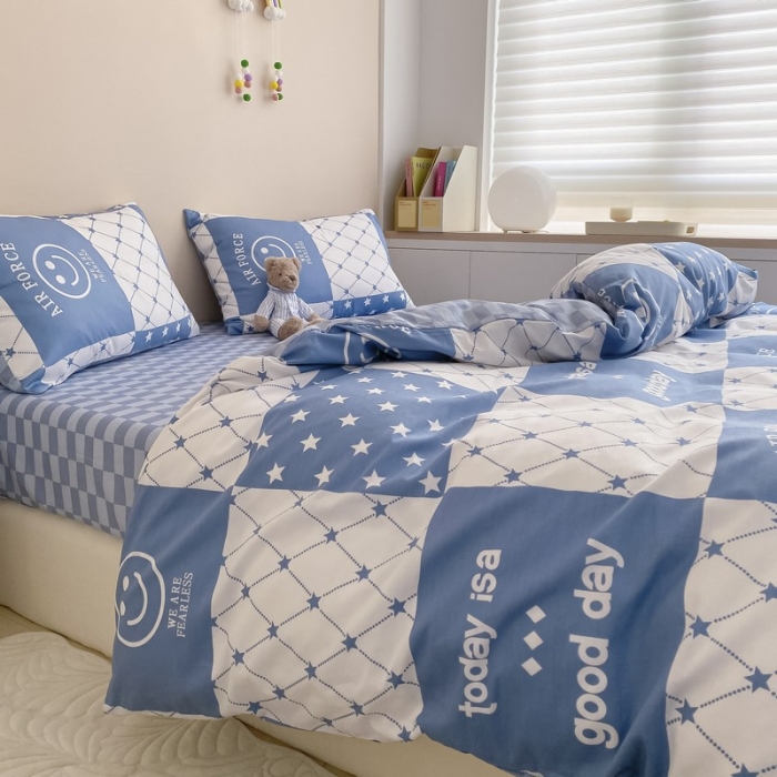 91家纺网 家纺一手货源 找家纺 金丝鸟家纺 2022新款全棉四件套 空气笑脸