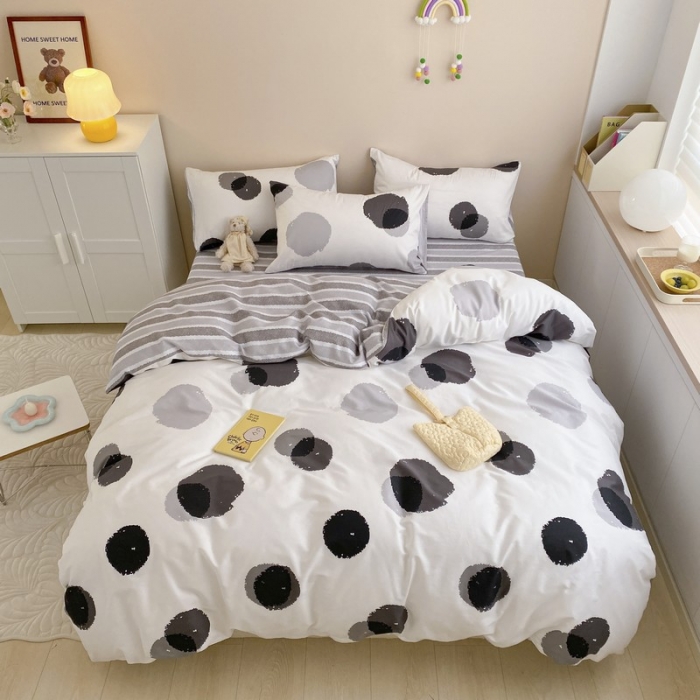 91家纺网 家纺一手货源 找家纺 金丝鸟家纺 2022新款全棉四件套 气泡灰