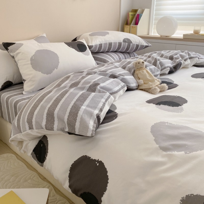 91家纺网 家纺一手货源 找家纺 金丝鸟家纺 2022新款全棉四件套 气泡灰