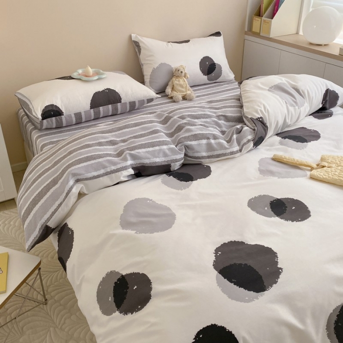 91家纺网 家纺一手货源 找家纺 金丝鸟家纺 2022新款全棉四件套 气泡灰