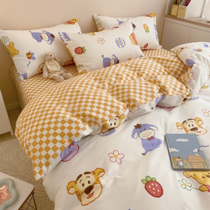 91家纺网 家纺一手货源 找家纺 金丝鸟家纺 2022新款全棉四件套 维尼伙伴