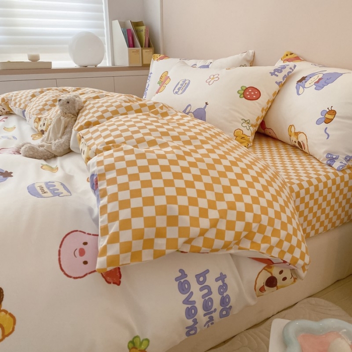 91家纺网 家纺一手货源 找家纺 金丝鸟家纺 2022新款全棉四件套 维尼伙伴