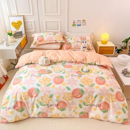 91家纺网 家纺一手货源 找家纺 总 乐童 新款全棉网红直播爆款吊边一字绣工艺款四件套（二）