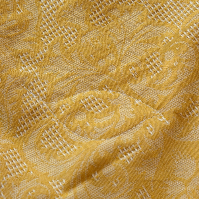 91家纺网 家纺一手货源 找家纺 安莱生活 2022新款高端双层纱华夫格色织大提花夏被 华夫格姜黄