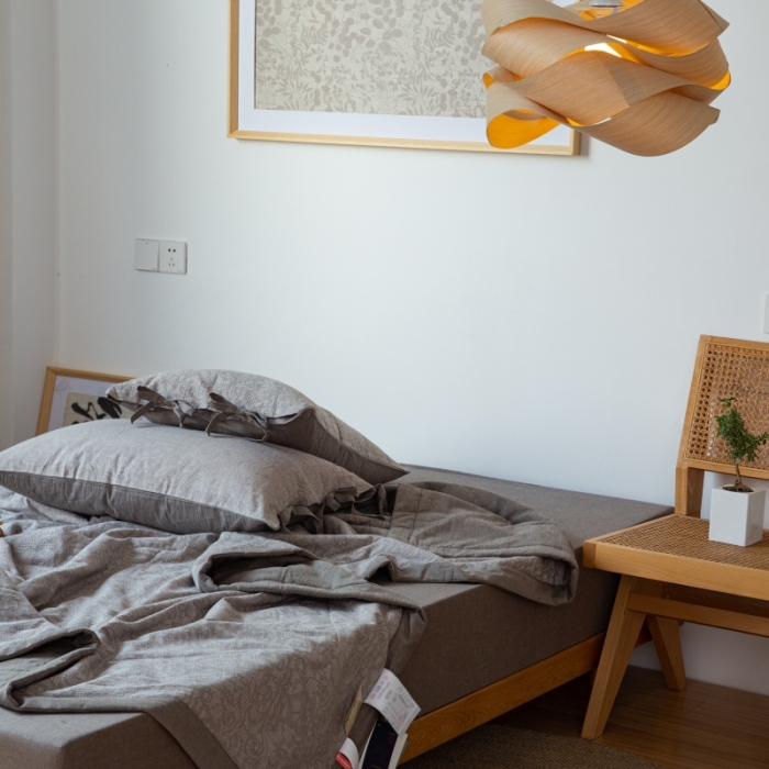 91家纺网 家纺一手货源 找家纺 安莱生活 2022新款高端双层纱华夫格色织大提花夏被 华夫格浅灰