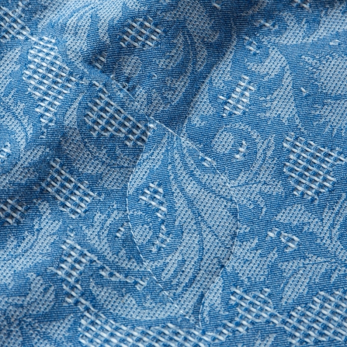 91家纺网 家纺一手货源 找家纺 安莱生活 2022新款高端双层纱华夫格色织大提花夏被 华夫格深蓝