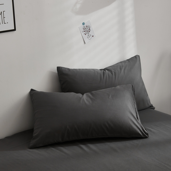 91家纺网 家纺一手货源 找家纺 啊雅家居 2025新款ins简约纯色磨毛枕套一对深灰
