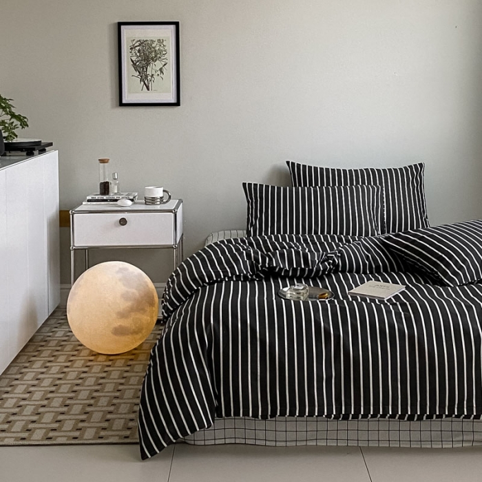 91家纺网 家纺一手货源 找家纺 艾沁 2022新款全棉简约风四件套 奥利奥