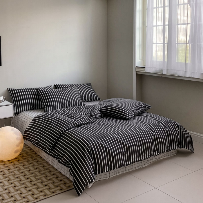 91家纺网 家纺一手货源 找家纺 艾沁 2022新款全棉简约风四件套 奥利奥