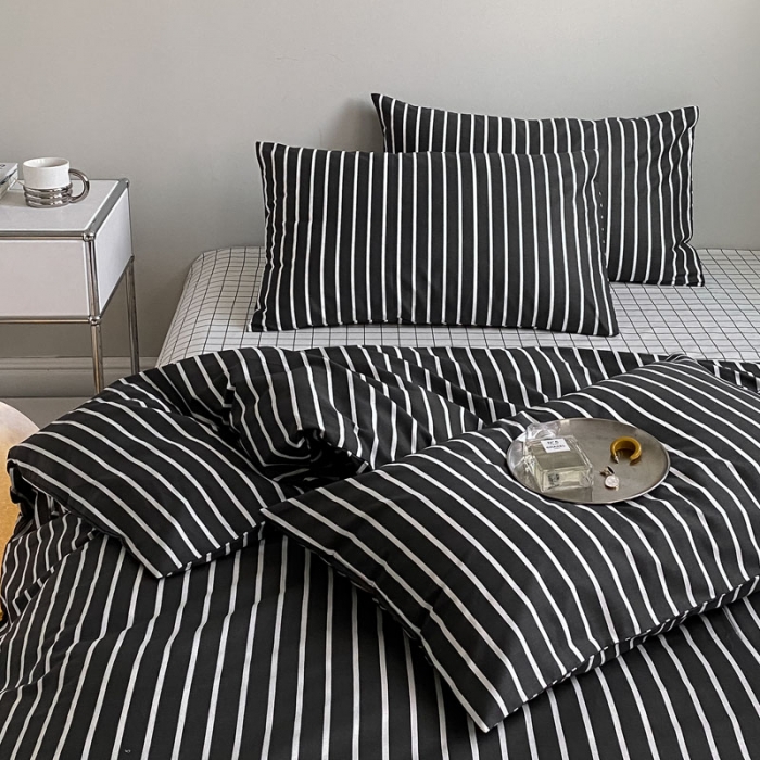 91家纺网 家纺一手货源 找家纺 艾沁 2022新款全棉简约风四件套 奥利奥