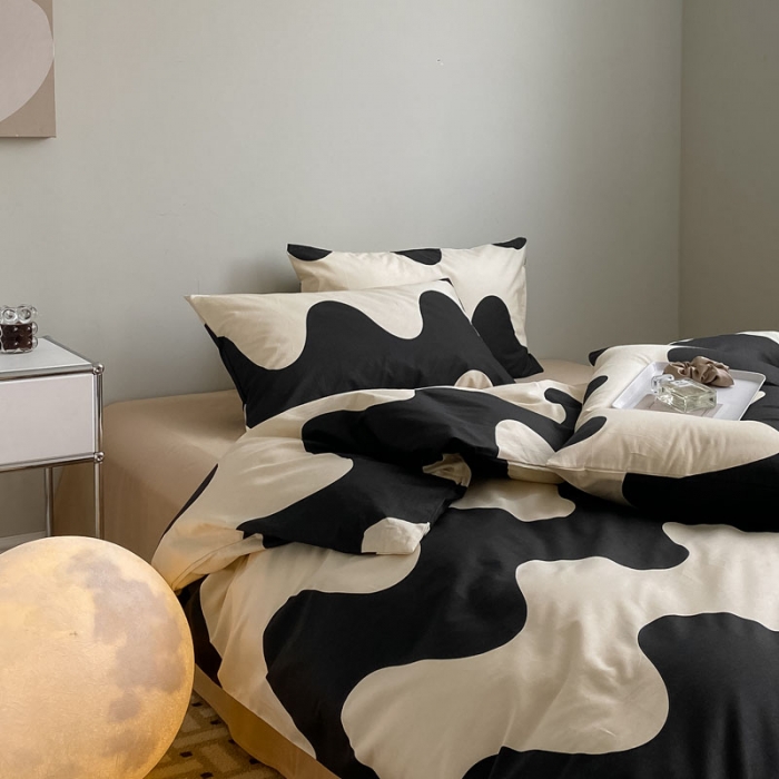 91家纺网 家纺一手货源 找家纺 艾沁 2022新款全棉简约风四件套 梦龙