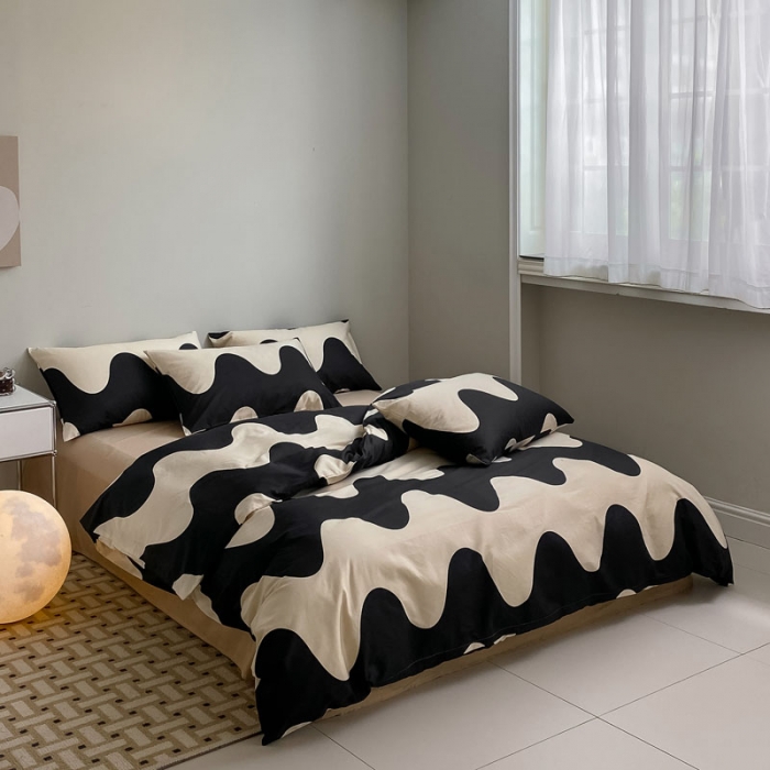 91家纺网 家纺一手货源 找家纺 艾沁 2022新款全棉简约风四件套 梦龙