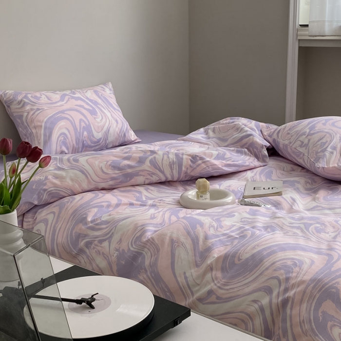 91家纺网 家纺一手货源 找家纺 艾沁 2022新款全棉简约风四件套 暖流