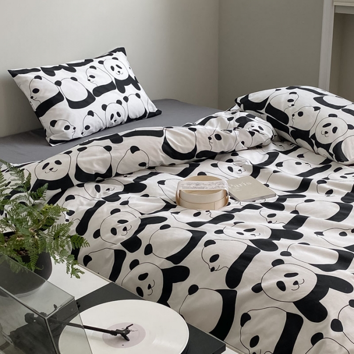 91家纺网 家纺一手货源 找家纺 艾沁 2022新款全棉简约风四件套 熊宝