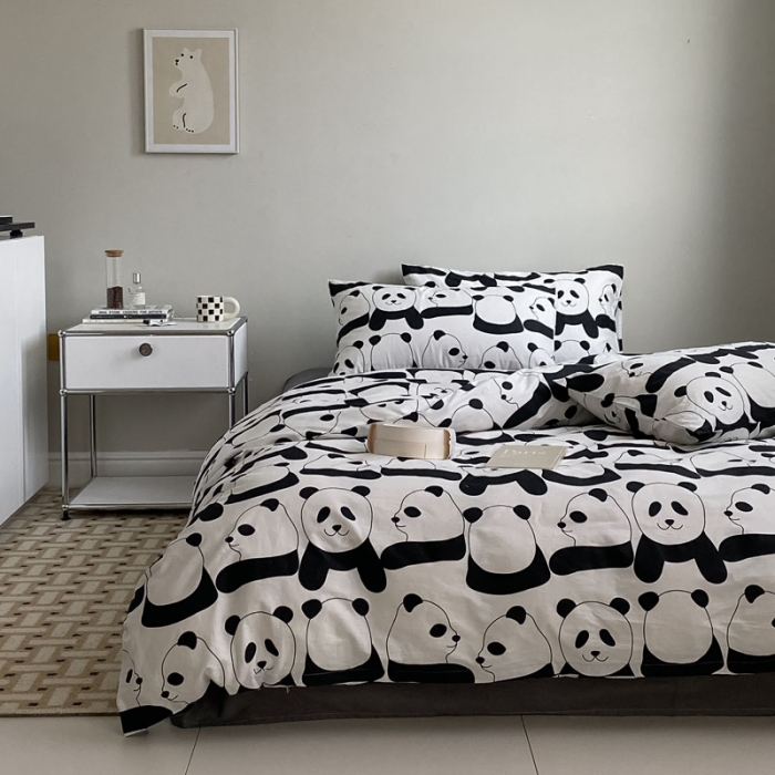 91家纺网 家纺一手货源 找家纺 艾沁 2022新款全棉简约风四件套 熊宝