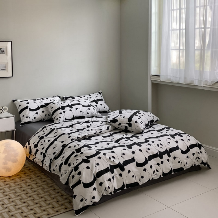 91家纺网 家纺一手货源 找家纺 艾沁 2022新款全棉简约风四件套 熊宝