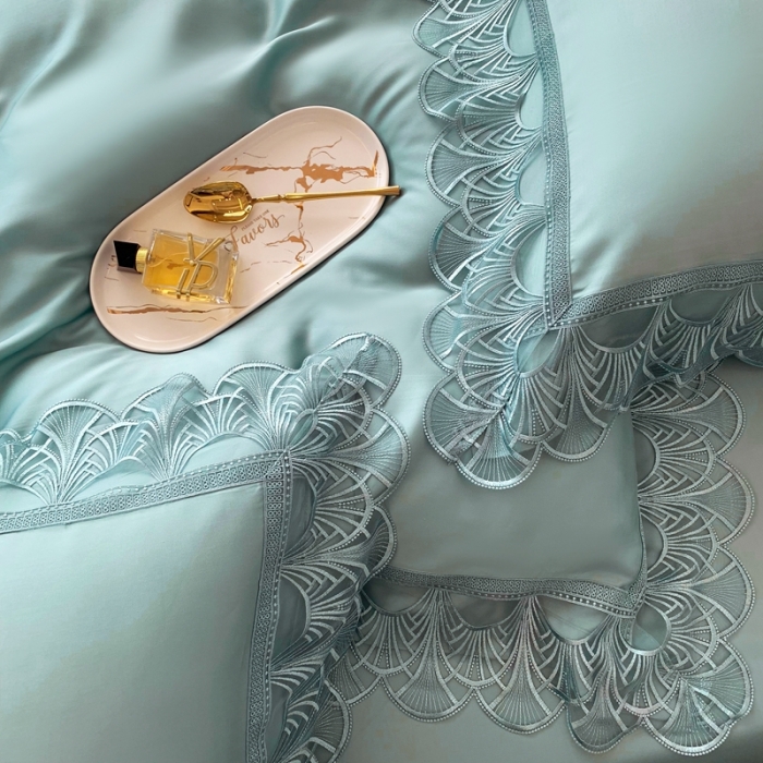 91家纺网 家纺一手货源 找家纺 （总）榻尚 新款LF80奥地利天丝四件套精致蕾丝花边款会员减20