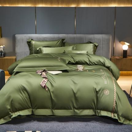 91家纺网 家纺一手货源 找家纺 初拾 2022新款100支澳棉极简轻奢洛伊系列四件套-场景一 洛伊-摩登绿