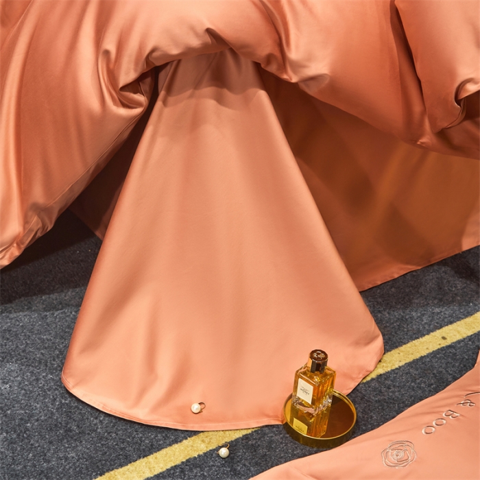 91家纺网 家纺一手货源 找家纺 初拾 2022新款100支澳棉极简轻奢洛伊系列四件套-场景一 洛伊-流沙橙