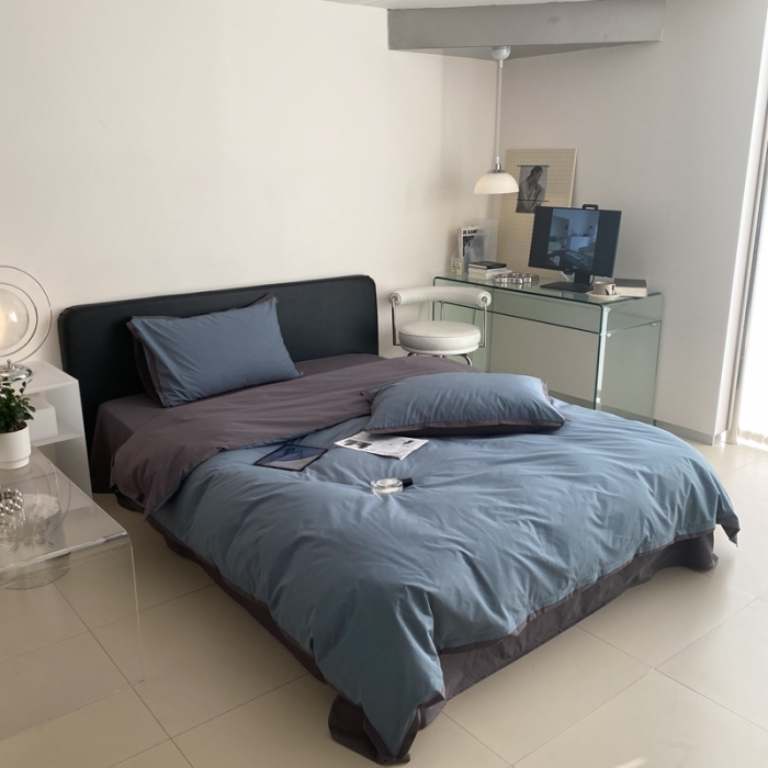 91家纺网 家纺一手货源 找家纺 总梦享生活 2022新款100支水洗棉双拼全棉四件套纯棉套件