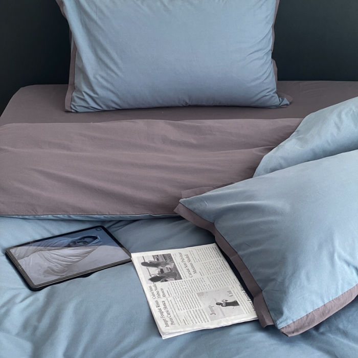 91家纺网 家纺一手货源 找家纺 总梦享生活 2022新款100支水洗棉双拼全棉四件套纯棉套件