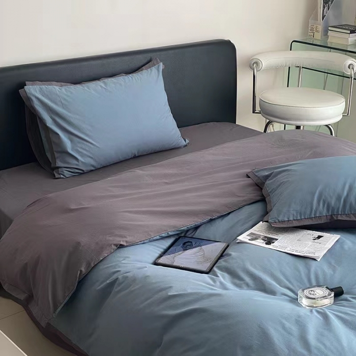 91家纺网 家纺一手货源 找家纺 总梦享生活 2022新款100支水洗棉双拼全棉四件套纯棉套件