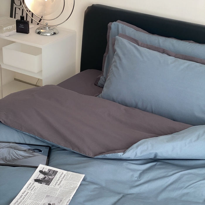 91家纺网 家纺一手货源 找家纺 总梦享生活 2022新款100支水洗棉双拼全棉四件套纯棉套件