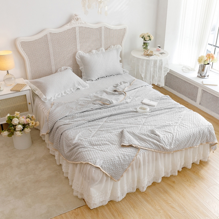 91家纺网 家纺一手货源 找家纺 北纬27度 2022新按摩冰豆豆凉席夏被三件套实拍图 灰色