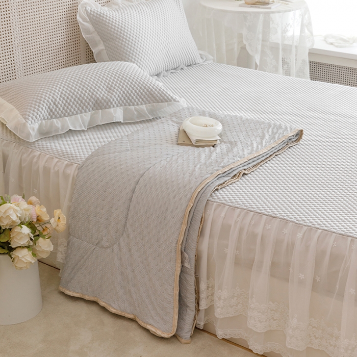 91家纺网 家纺一手货源 找家纺 北纬27度 2022新按摩冰豆豆凉席夏被三件套实拍图 灰色