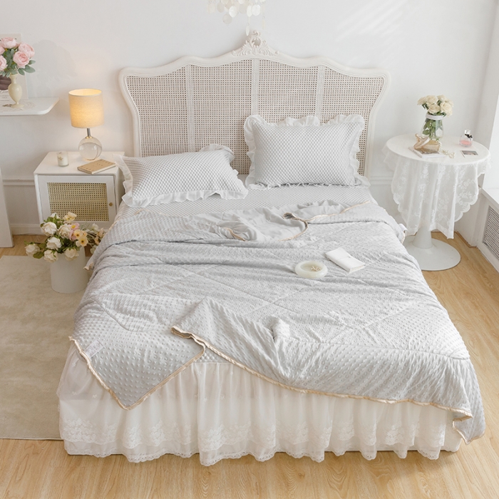 91家纺网 家纺一手货源 找家纺 北纬27度 2022新按摩冰豆豆凉席夏被三件套实拍图 灰色