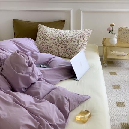 91家纺网 家纺一手货源 找家纺 例外 2022新款32S加密水洗棉混搭系列四件套 紫鸳旧梦