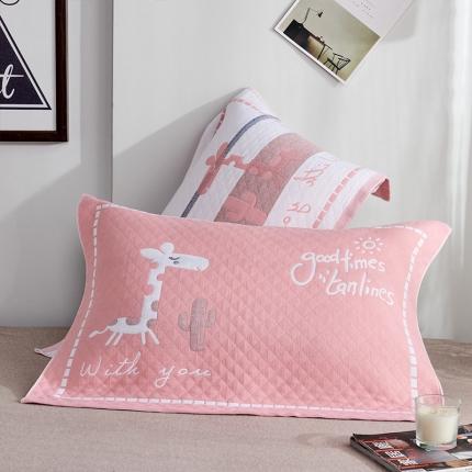 安力森/诚臻酒店用品 新款全棉三层夹棉枕巾 小鹿粉 