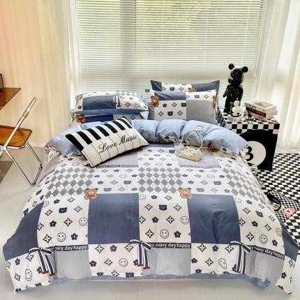 91家纺网 家纺一手货源 找家纺 HL原创 2022新款13070全棉40支北欧风四件套 拼接格