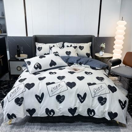 91家纺网 家纺一手货源 找家纺 HL原创 2022新款13070全棉40支北欧风四件套 时尚心