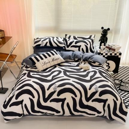 91家纺网 家纺一手货源 找家纺 HL原创 2022新款13070全棉40支北欧风四件套 小斑马