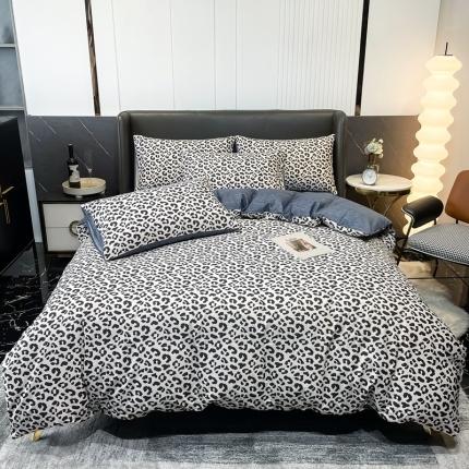 91家纺网 家纺一手货源 找家纺 HL原创 2022新款13070全棉40支北欧风四件套 小豹纹