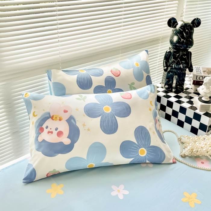 91家纺网 家纺一手货源 找家纺 HL原创 2022新款13070全棉40支北欧风四件套 草莓兔