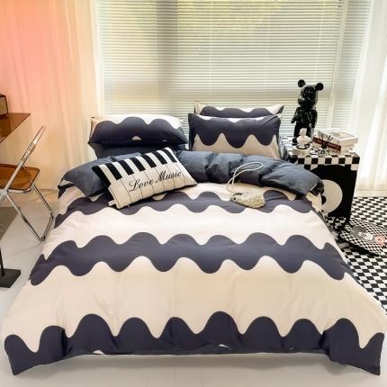 HL原创 2022新款13070全棉40支北欧风四件套 大波浪-1