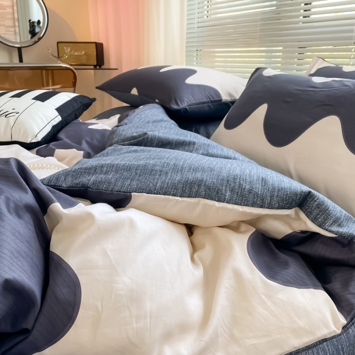 91家纺网 家纺一手货源 找家纺 HL原创 2022新款13070全棉40支北欧风四件套 大波浪-1