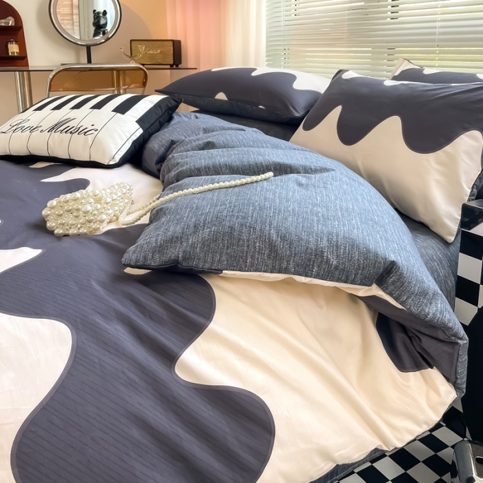 91家纺网 家纺一手货源 找家纺 HL原创 2022新款13070全棉40支北欧风四件套 大波浪-1