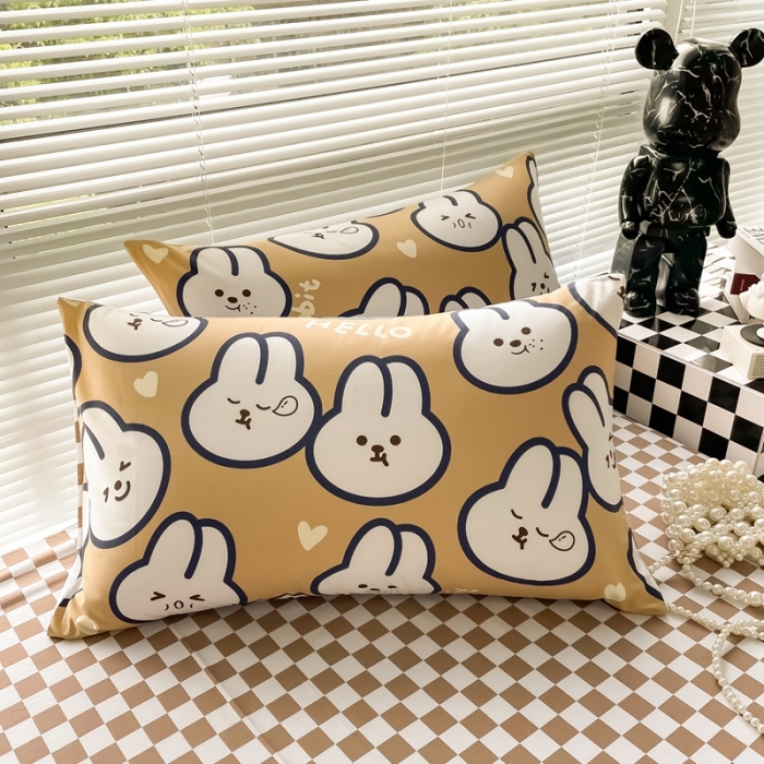 91家纺网 家纺一手货源 找家纺 HL原创 2022新款13070全棉40支北欧风四件套 呆萌兔