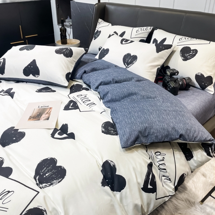 91家纺网 家纺一手货源 找家纺 HL原创 2022新款13070全棉40支北欧风四件套 时尚心