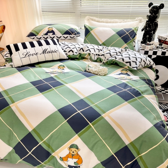 91家纺网 家纺一手货源 找家纺 HL原创 2022新款13070全棉40支北欧风四件套 熊先生