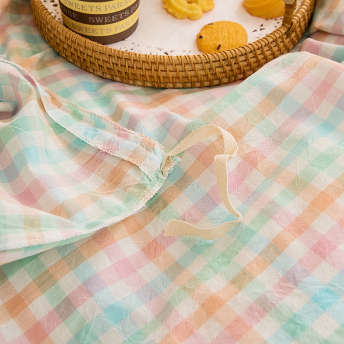 91家纺网 家纺一手货源 找家纺 总 柠萌2025新款A类全棉色织水洗棉学生上下铺全棉三件套